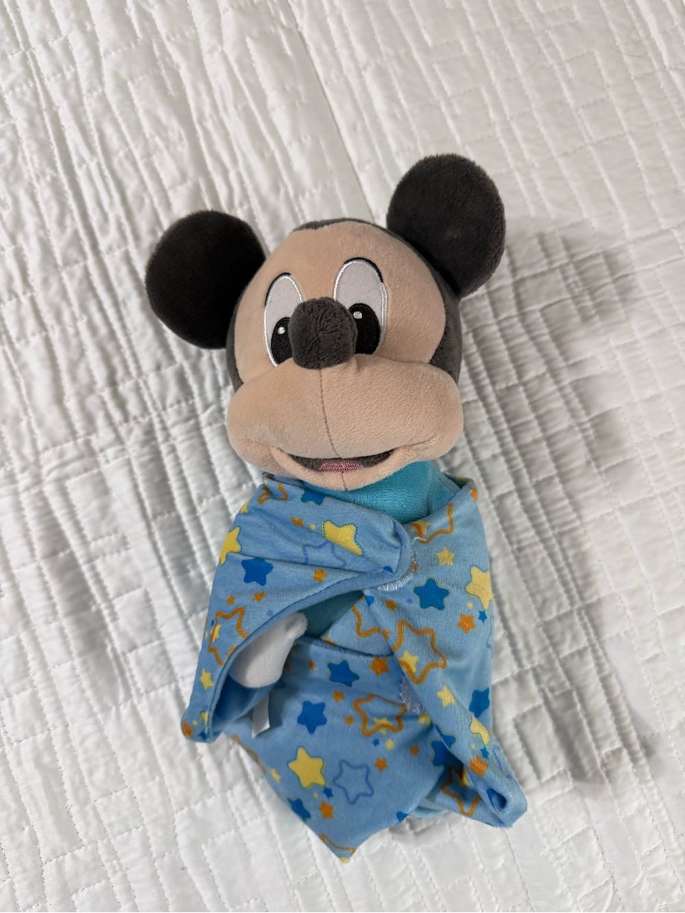 Disney Brown and Black Mickey Mouse Plush Lovey with Blue Star Blanket
